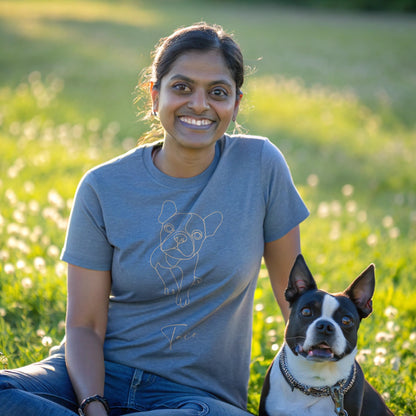 Personalized Comfort Colors T-shirt | Minimal Line Art with Your Dog's Photo & Name_Doggo Mojo_T-shirts_2