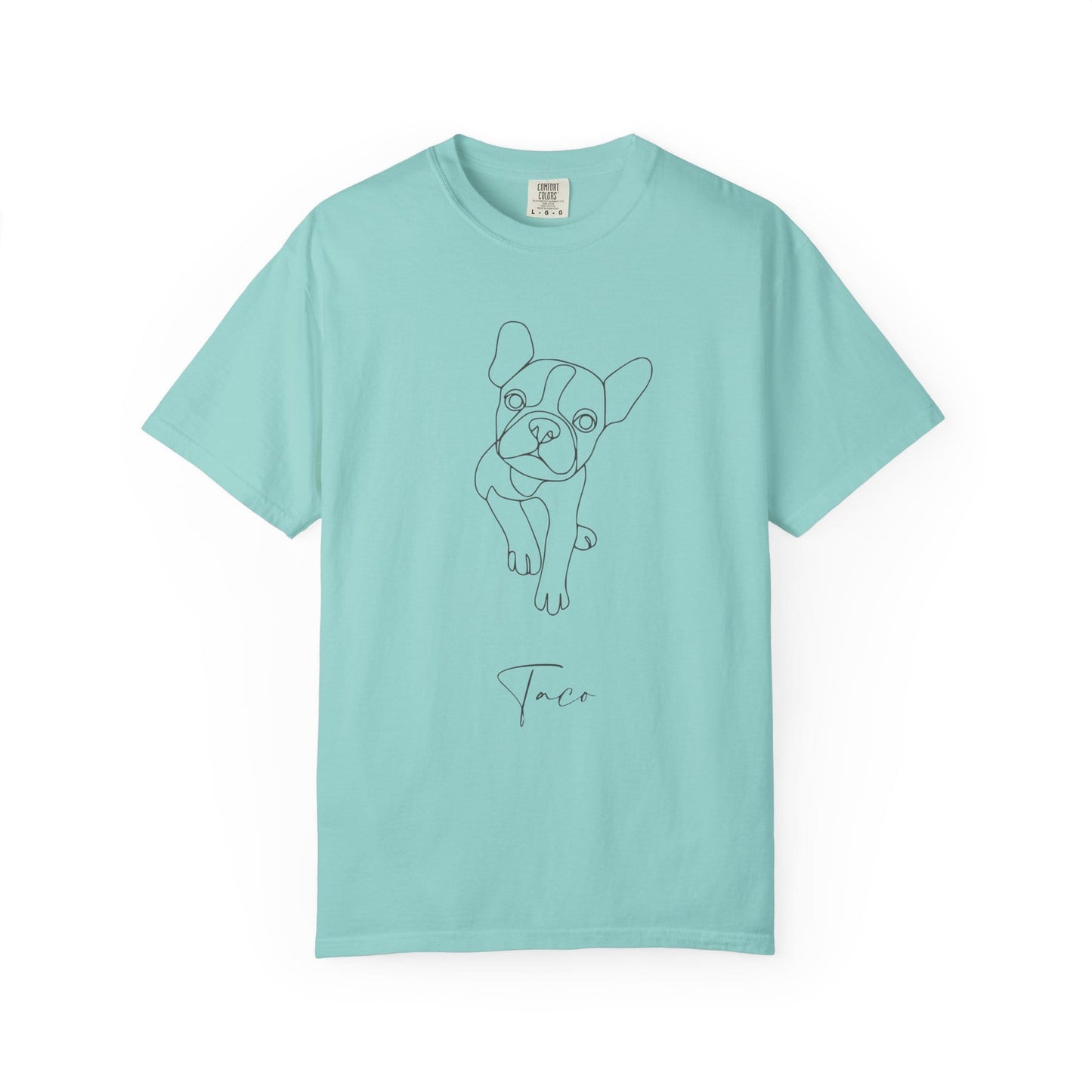 Personalized Comfort Colors T-shirt | Minimal Line Art with Your Dog's Photo & Name_Doggo Mojo_T-shirts_12