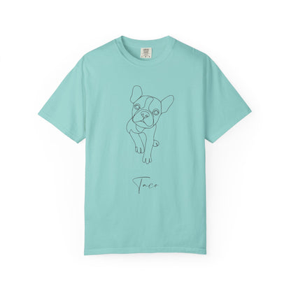 Personalized Comfort Colors T-shirt | Minimal Line Art with Your Dog's Photo & Name_Doggo Mojo_T-shirts_12