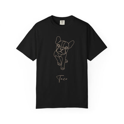 Personalized Comfort Colors T-shirt | Minimal Line Art with Your Dog's Photo & Name_Doggo Mojo_T-shirts_15