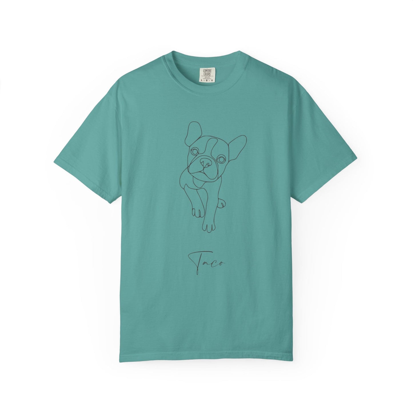 Personalized Comfort Colors T-shirt | Minimal Line Art with Your Dog's Photo & Name_Doggo Mojo_T-shirts_14