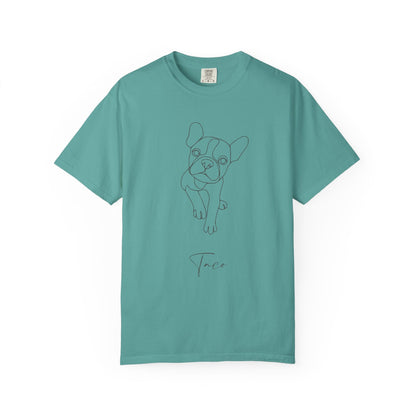 Personalized Comfort Colors T-shirt | Minimal Line Art with Your Dog's Photo & Name_Doggo Mojo_T-shirts_14