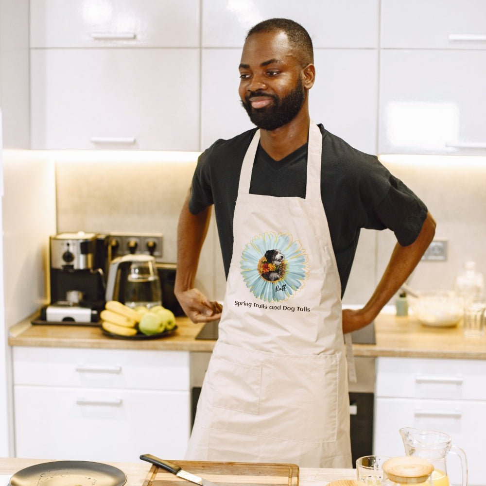 Personalized Cotton Apron: Spring Trails and Dog Tails with Your Dog's Photo & Name_Doggo Mojo_Aprons_1