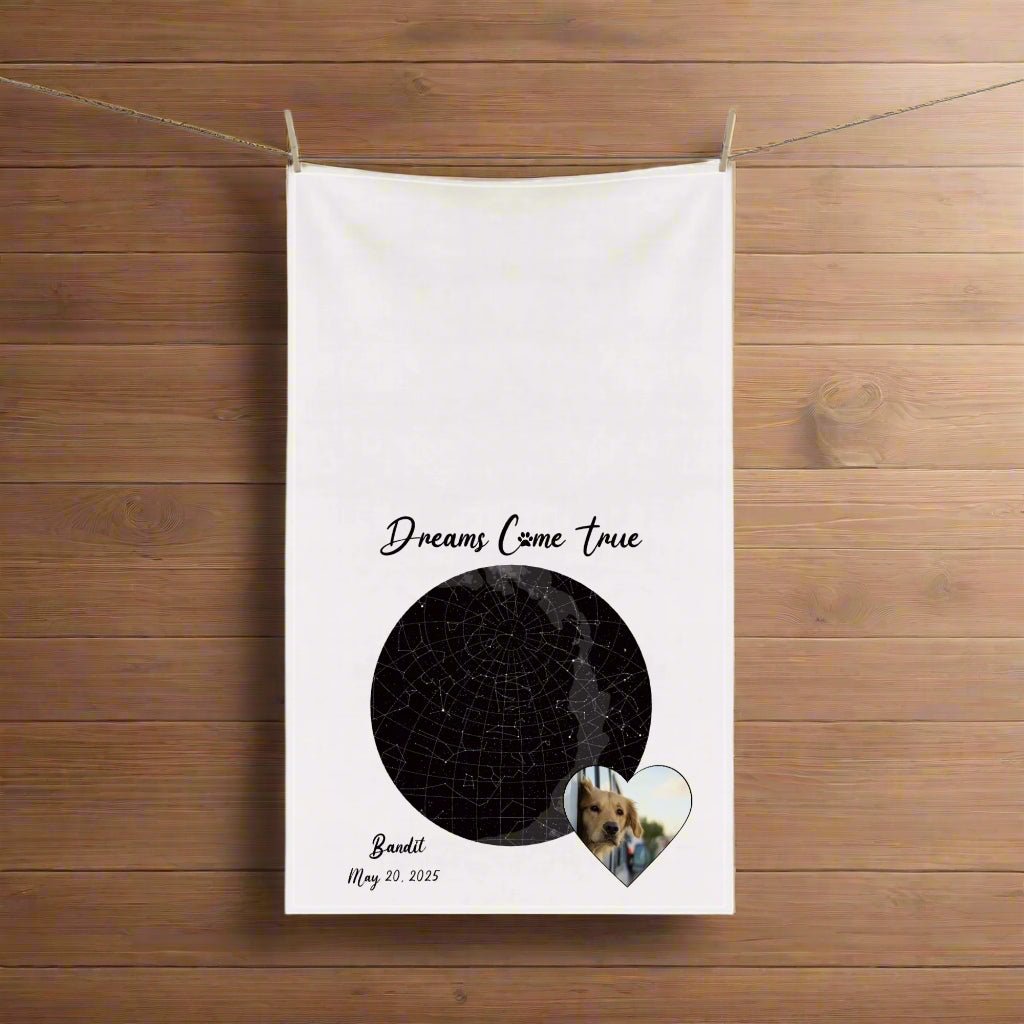 Personalized Cotton Tea Towel: Gotcha Day Dreams with Your Dog's Photo & Name_Doggo Mojo_Kitchen Towels_2