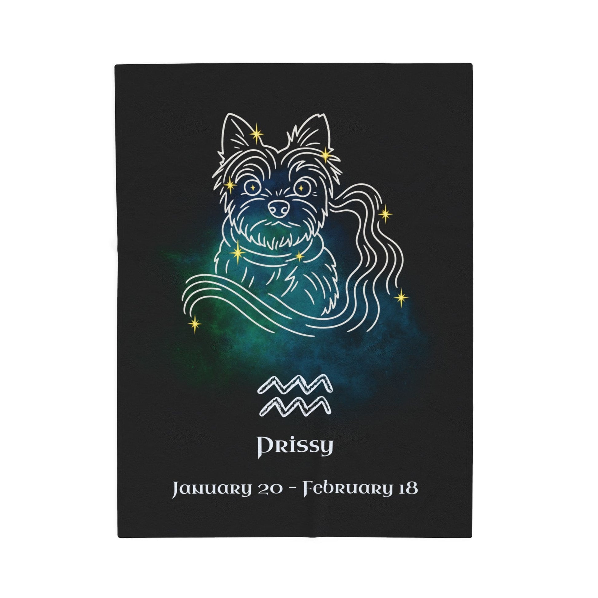 Personalized Dog Blanket | Aquarius Zodiac Design with Your Dog's Photo & Name_Doggo Mojo_Blankets_10