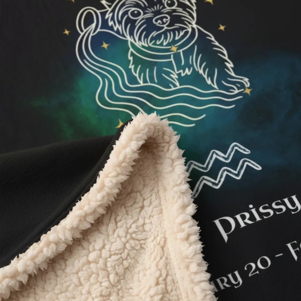 Personalized Dog Blanket | Aquarius Zodiac Design with Your Dog's Photo & Name (Sherpa Fleece)_Doggo Mojo_Blankets_5