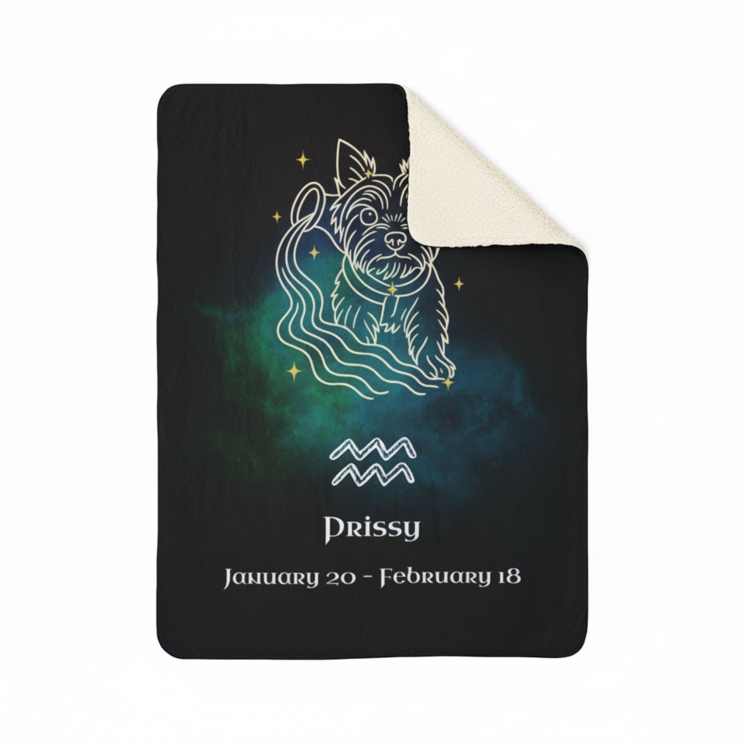 Personalized Dog Blanket | Aquarius Zodiac Design with Your Dog's Photo & Name (Sherpa Fleece)_Doggo Mojo_Blankets_8