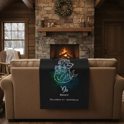 Personalized Dog Blanket | Capricorn Zodiac Design with Your Dog's Photo & Name_Doggo Mojo_Blankets_3