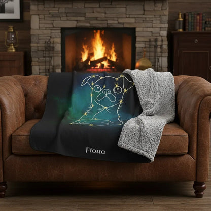 Personalized Dog Blanket | Mystic Dog Design with Your Dog's Photo & Name (Sherpa Fleece)_Doggo Mojo_Blankets_1