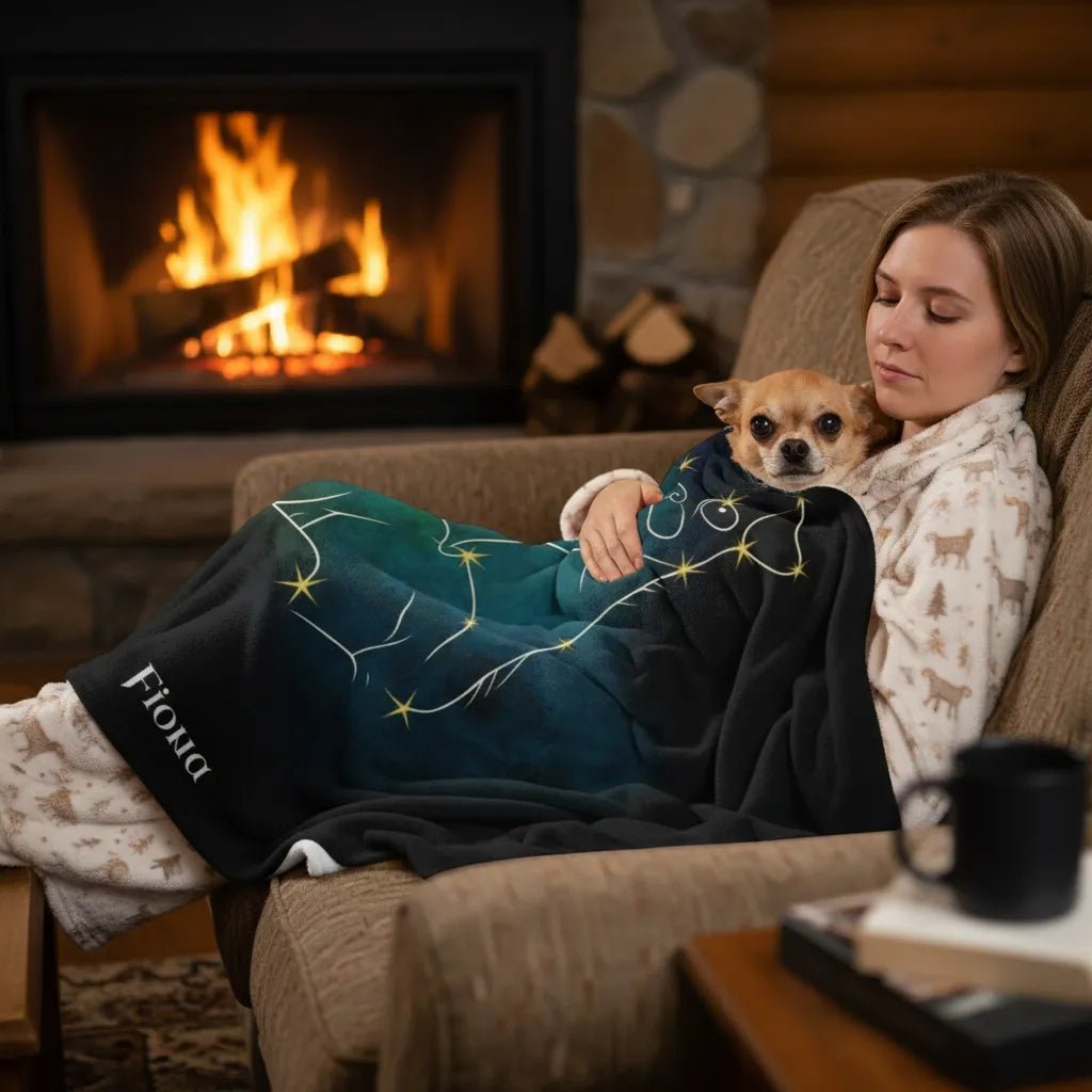 Personalized Dog Blanket | Mystic Dog Design with Your Dog's Photo & Name (Sherpa Fleece)_Doggo Mojo_Blankets_2