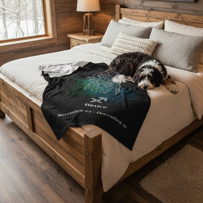 Personalized Dog Blanket | Sagittarius Zodiac Design with Your Dog's Photo & Name_Doggo Mojo_Blankets_1