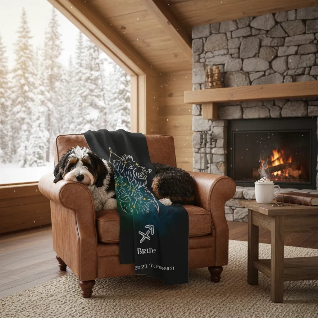 Personalized Dog Blanket | Sagittarius Zodiac Design with Your Dog's Photo & Name_Doggo Mojo_Blankets_4