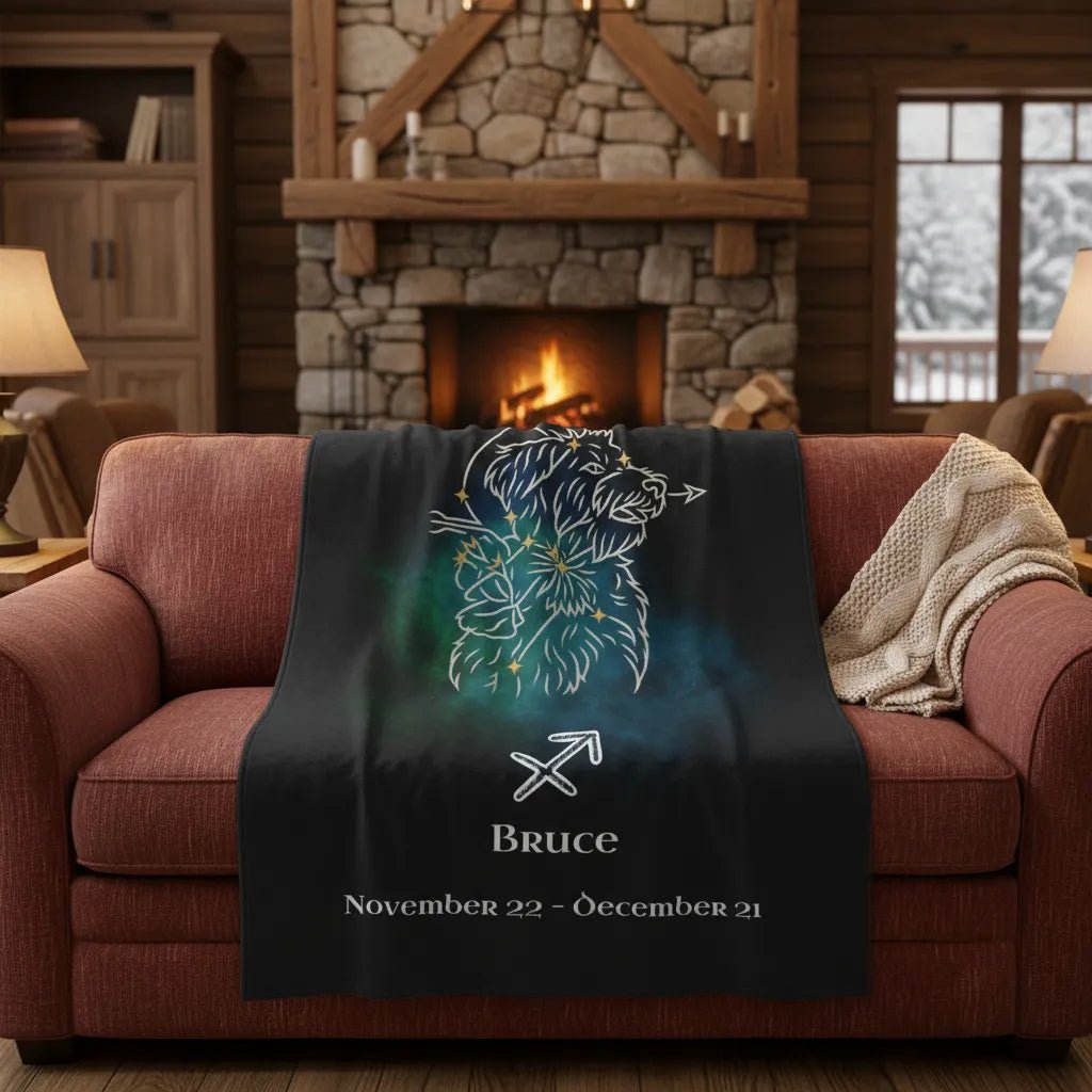Personalized Dog Blanket | Sagittarius Zodiac Design with Your Dog's Photo & Name_Doggo Mojo_Blankets_2