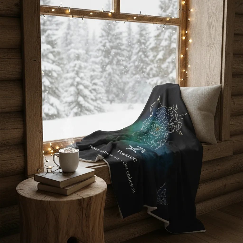Personalized Dog Blanket | Sagittarius Zodiac Design with Your Dog's Photo & Name (Sherpa Fleece)_Doggo Mojo_Blankets_2