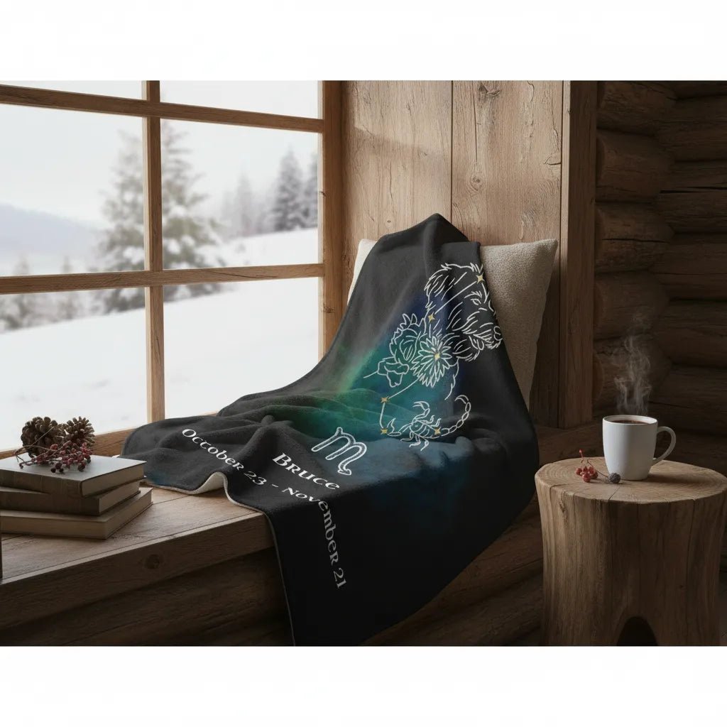 Personalized Dog Blanket | Scorpio Zodiac Design with Your Dog's Photo & Name (Sherpa Fleece)_Doggo Mojo_Blankets_4
