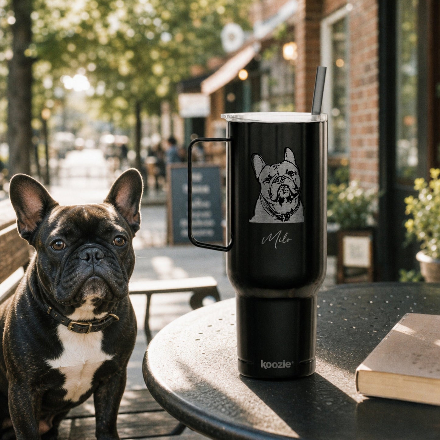Personalized Durham Dog 40oz Recycled Travel Tumbler | Modern Sketch Custom Engraved_Doggo Mojo_Travel Tumbler_4
