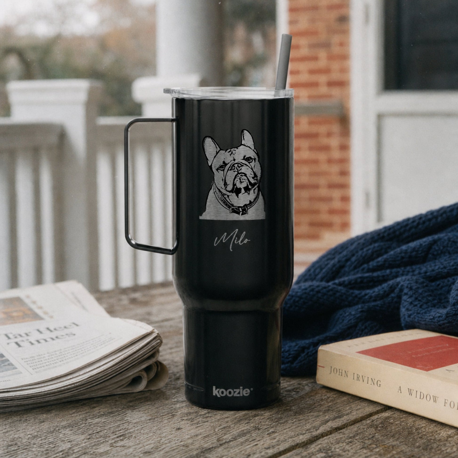 Personalized Durham Dog 40oz Recycled Travel Tumbler | Modern Sketch Custom Engraved_Doggo Mojo_Travel Tumbler_2