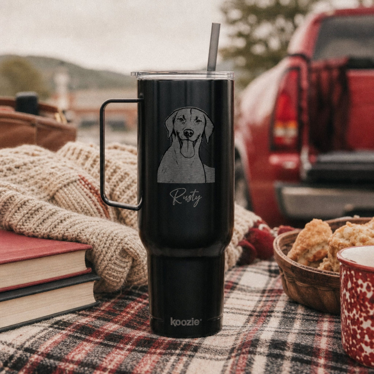 Personalized Fayetteville Dog 40oz Recycled Travel Tumbler | Modern Sketch Custom Engraved_Doggo Mojo_Travel Tumbler_2
