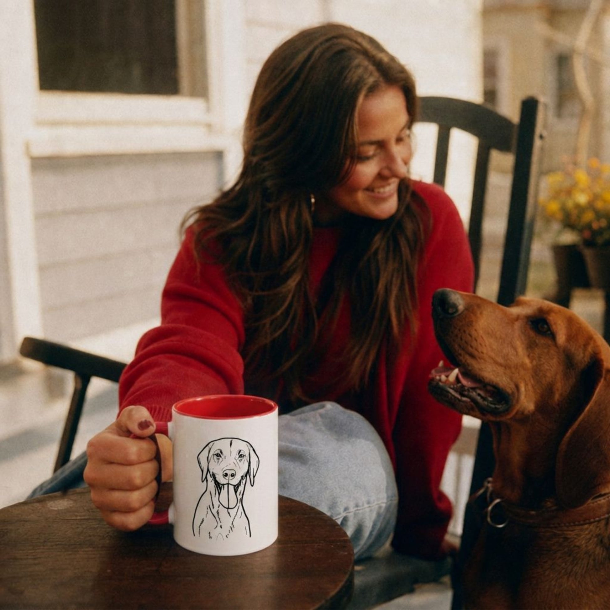Personalized Fayetteville Dog Ceramic Accent Mug | Modern Sketch Photo Upload_Doggo Mojo_Ceramic Mugs_1