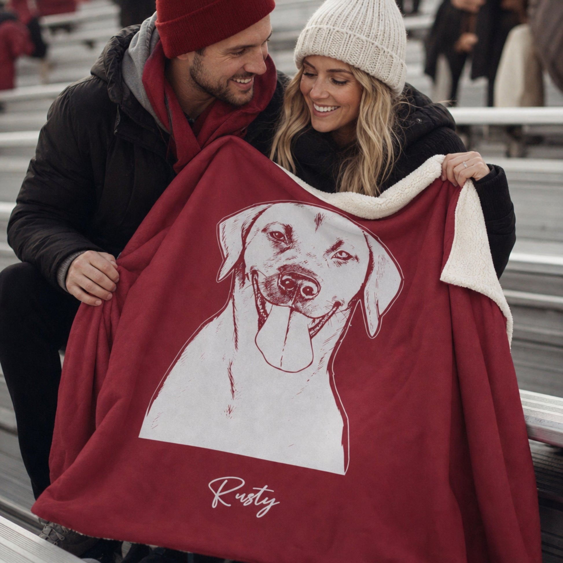 Personalized Fayetteville Dog Sherpa Blanket | Modern Sketch Photo Upload_Doggo Mojo_Sherpa Blankets_1