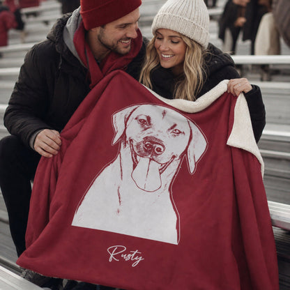 Personalized Fayetteville Dog Sherpa Blanket | Modern Sketch Photo Upload_Doggo Mojo_Sherpa Blankets_1