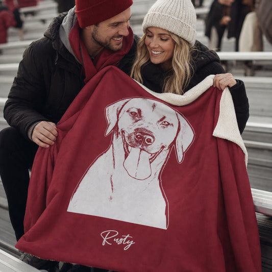 Personalized Fayetteville Dog Sherpa Blanket | Modern Sketch Photo Upload_Doggo Mojo_Sherpa Blankets_1