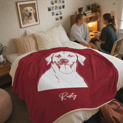 Personalized Fayetteville Dog Sherpa Blanket | Modern Sketch Photo Upload_Doggo Mojo_Sherpa Blankets_2