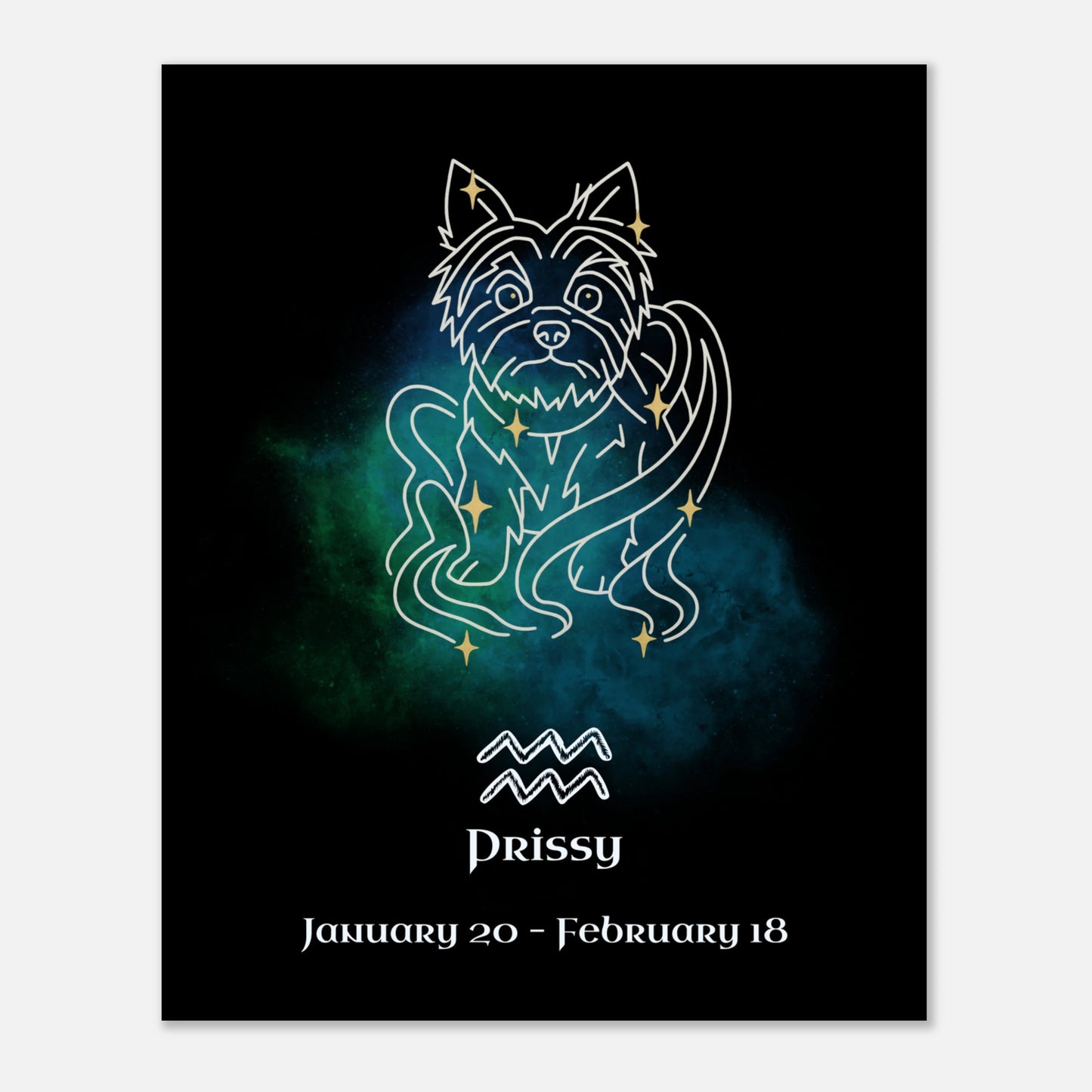 Personalized Frameless Art Print | Aquarius Design with Your Dog's Photo & Name_Doggo Mojo_Frameless Print_9