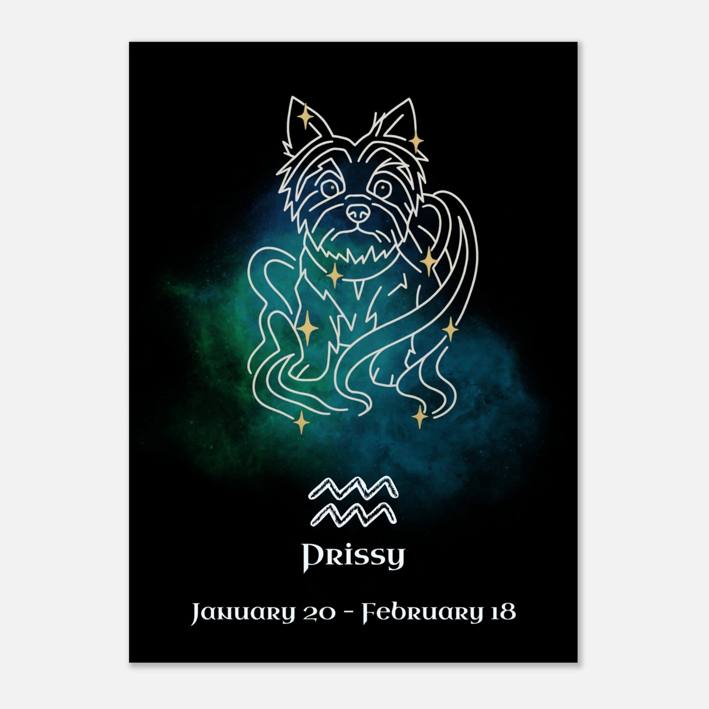 Personalized Frameless Art Print | Aquarius Design with Your Dog's Photo & Name_Doggo Mojo_Frameless Print_8