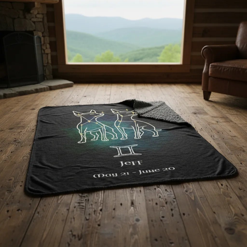 Personalized Gemini Dog Sherpa Blanket | Modern Sketch Photo Upload_Doggo Mojo_Blankets_4