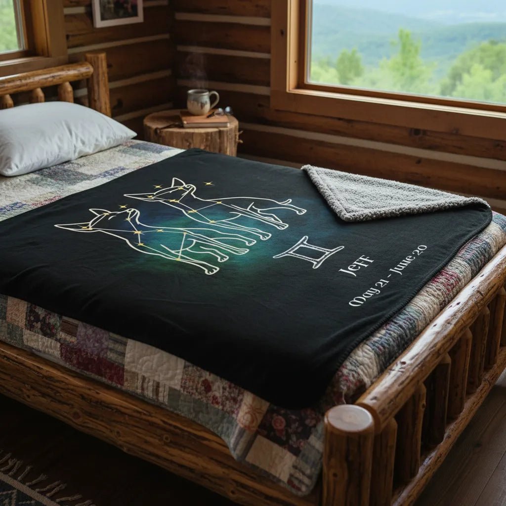 Personalized Gemini Dog Sherpa Blanket | Modern Sketch Photo Upload_Doggo Mojo_Blankets_2