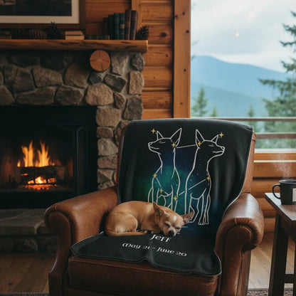 Personalized Gemini Dog Velveteen Blanket | Modern Sketch Photo Upload_Doggo Mojo_Blankets_2