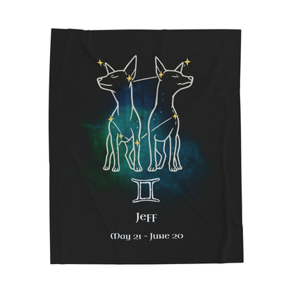 Personalized Gemini Dog Velveteen Blanket | Modern Sketch Photo Upload_Doggo Mojo_Blankets_9