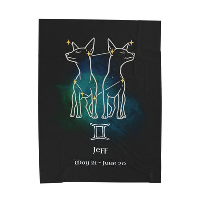 Personalized Gemini Dog Velveteen Blanket | Modern Sketch Photo Upload_Doggo Mojo_Blankets_10