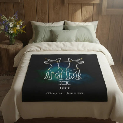 Personalized Gemini Dog Velveteen Blanket | Modern Sketch Photo Upload_Doggo Mojo_Blankets_3