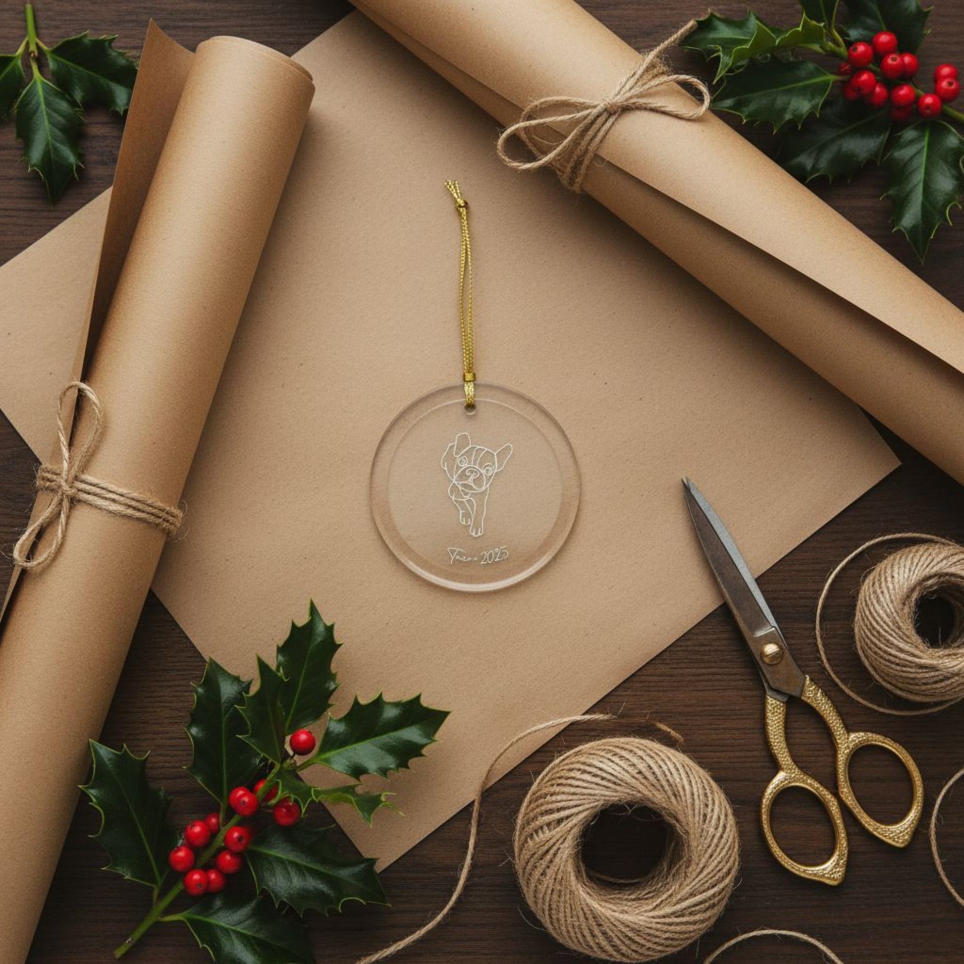 Personalized Glass Ornament | Minimal Line Art Dog Portrait | Heirloom Holiday Keepsake_Doggo Mojo_Holiday Ornaments_3