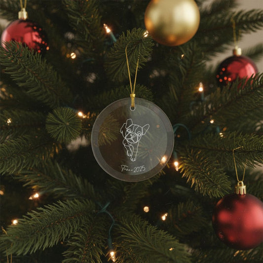 Personalized Glass Ornament | Minimal Line Art Dog Portrait | Heirloom Holiday Keepsake_Doggo Mojo_Holiday Ornaments_1