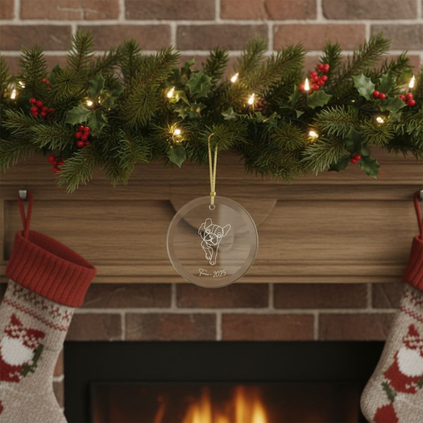 Personalized Glass Ornament | Minimal Line Art Dog Portrait | Heirloom Holiday Keepsake_Doggo Mojo_Holiday Ornaments_2