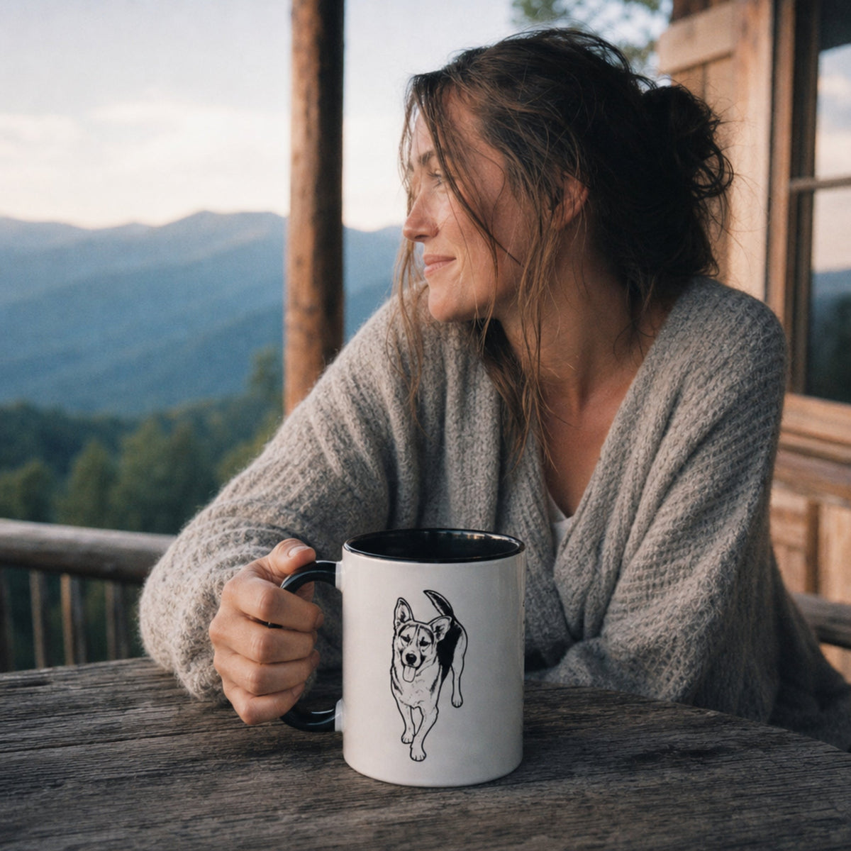 Personalized Heritage Dog Accent Mug | Custom Pet Sketch Ceramic Cup_Doggo Mojo_Ceramic Mugs_1