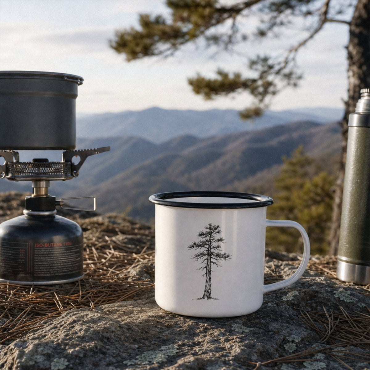 Personalized Heritage Dog Enamel Camp Mug | Custom Pet Sketch & Jack Pine Art_Doggo Mojo_Camp Mug_2