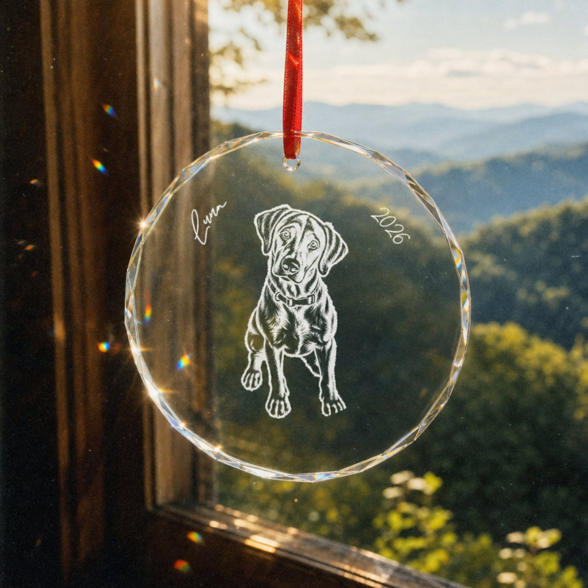 Personalized Heritage Dog Glass Ornament | Custom Beveled Keepsake & Sun Catcher_Doggo Mojo_Home Decor_4