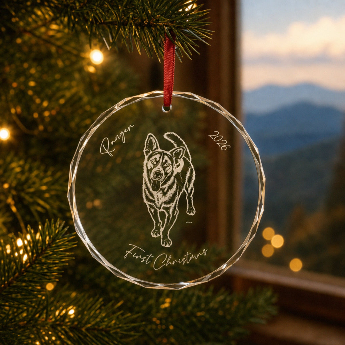 Personalized Heritage Dog Glass Ornament | Custom Beveled Keepsake & Sun Catcher_Doggo Mojo_Home Decor_1
