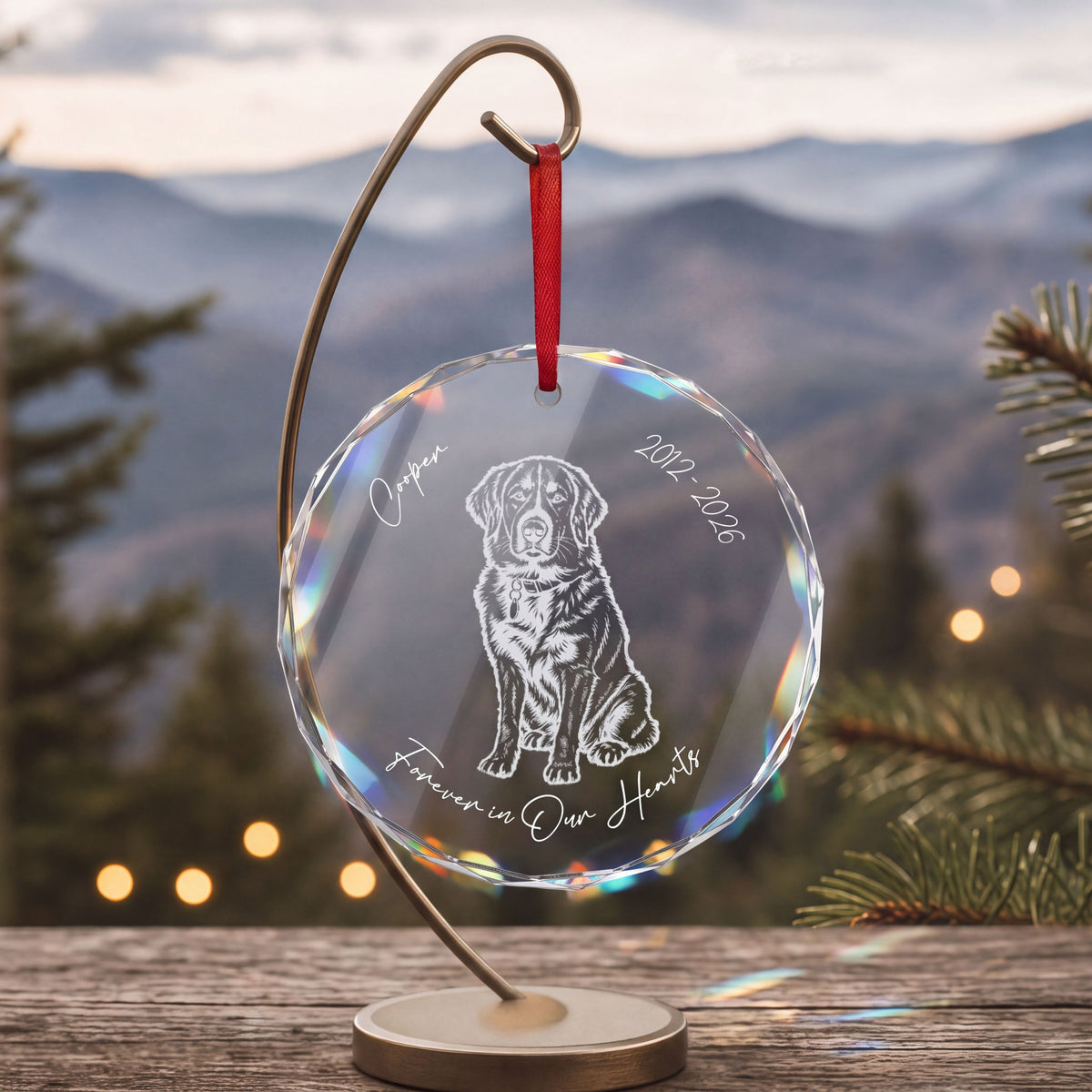 Personalized Heritage Dog Glass Ornament | Custom Beveled Keepsake & Sun Catcher_Doggo Mojo_Home Decor_2