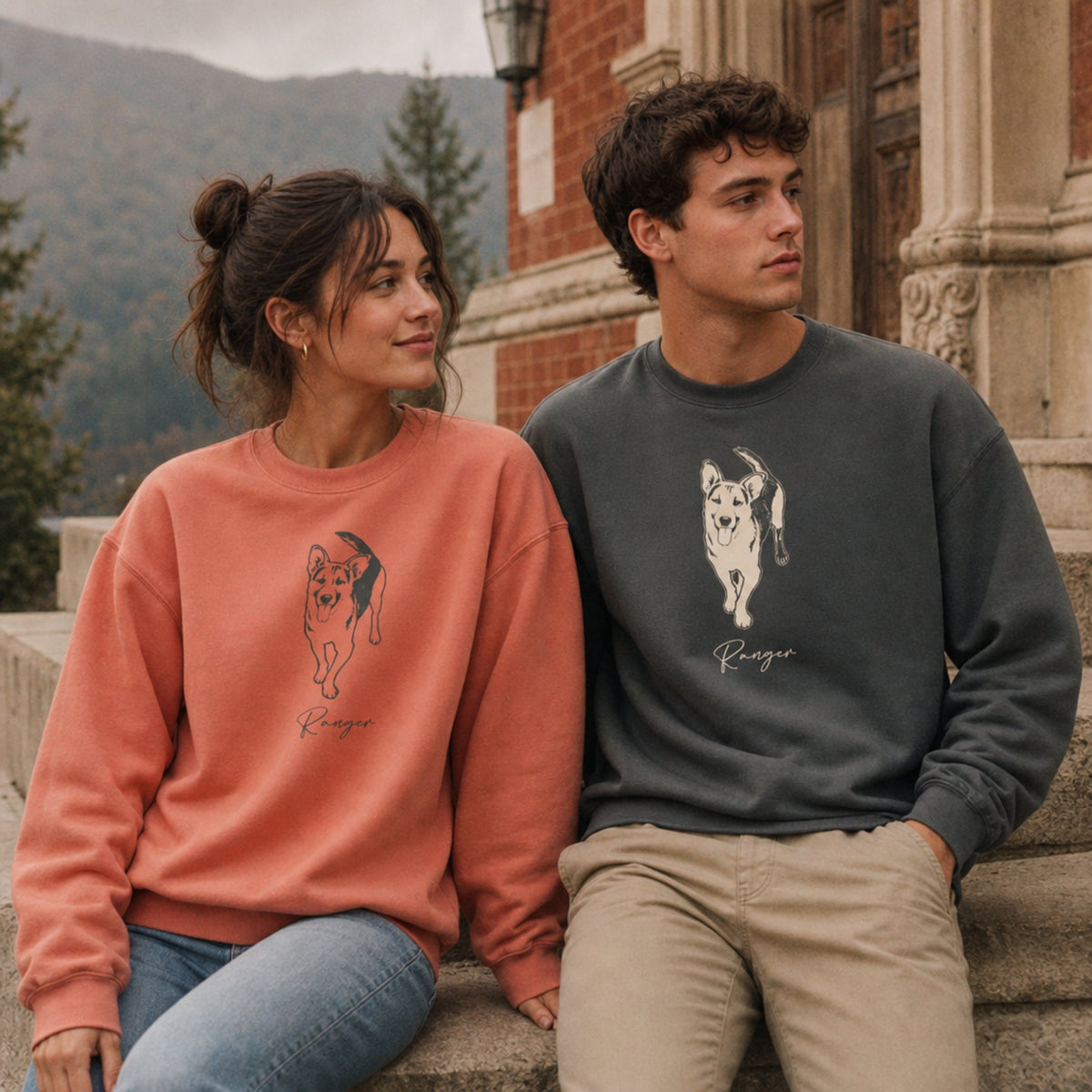 Personalized Heritage Dog Sweatshirt | Custom Pet Sketch Comfort Colors Crewneck_Doggo Mojo_Sweatshirt_3