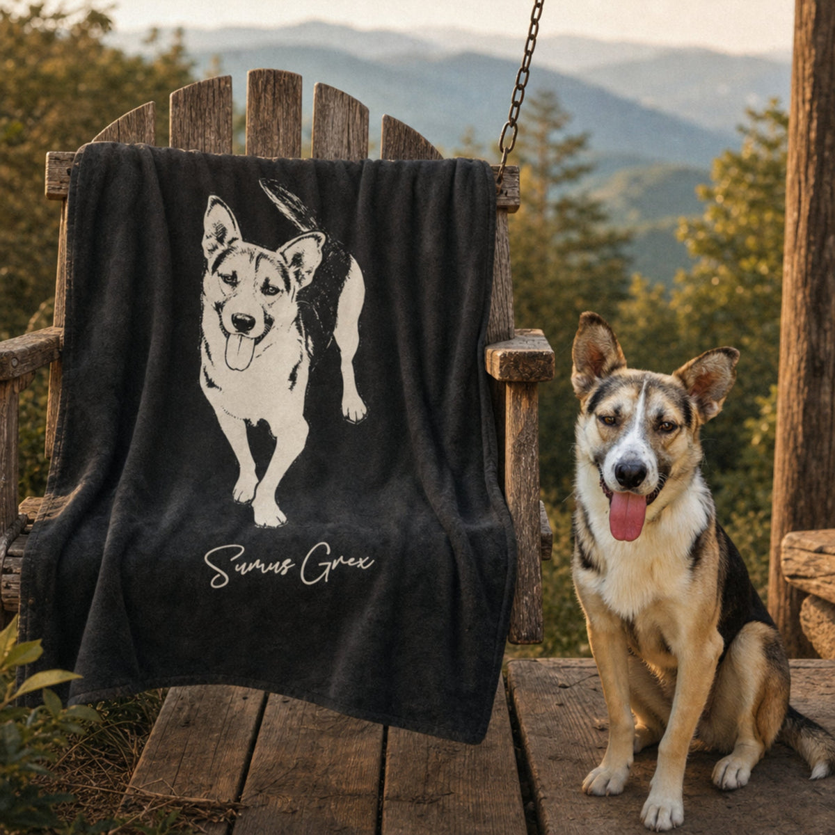 Personalized Heritage Dog Velveteen Blanket | Modern Sketch Photo Upload_Doggo Mojo_Velveteen Blankets_2