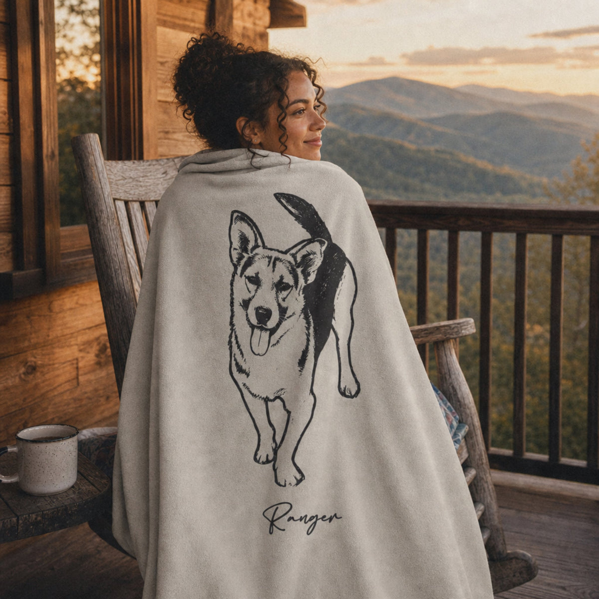 Personalized Heritage Dog Velveteen Blanket | Modern Sketch Photo Upload_Doggo Mojo_Velveteen Blankets_1