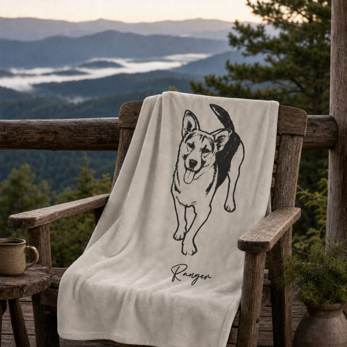 Personalized Heritage Dog Velveteen Blanket | Modern Sketch Photo Upload_Doggo Mojo_Velveteen Blankets_3