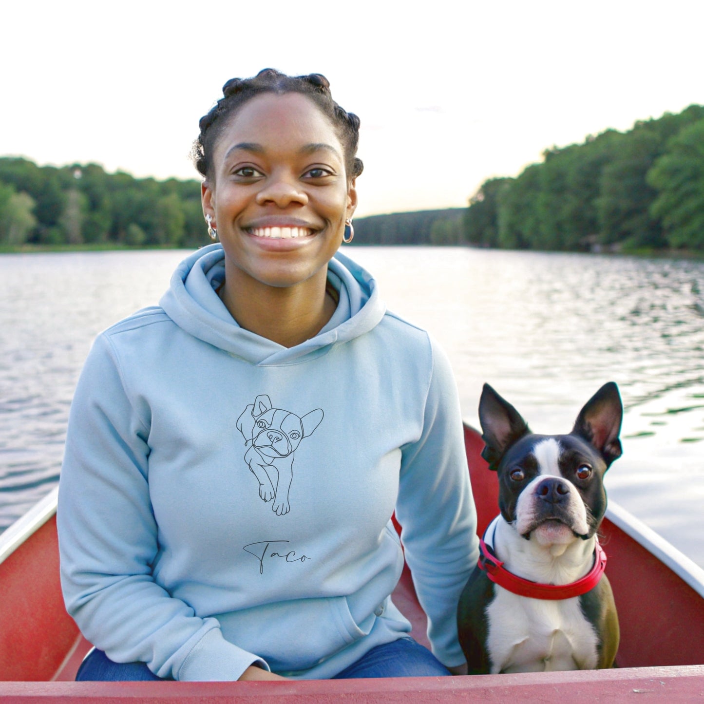 Personalized Hoodie: Minimal Line Art with Your Dog's Photo & Name_Doggo Mojo_Hoodies_4