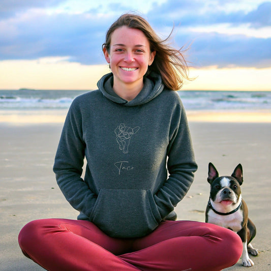 Personalized Hoodie: Minimal Line Art with Your Dog's Photo & Name_Doggo Mojo_Hoodies_1