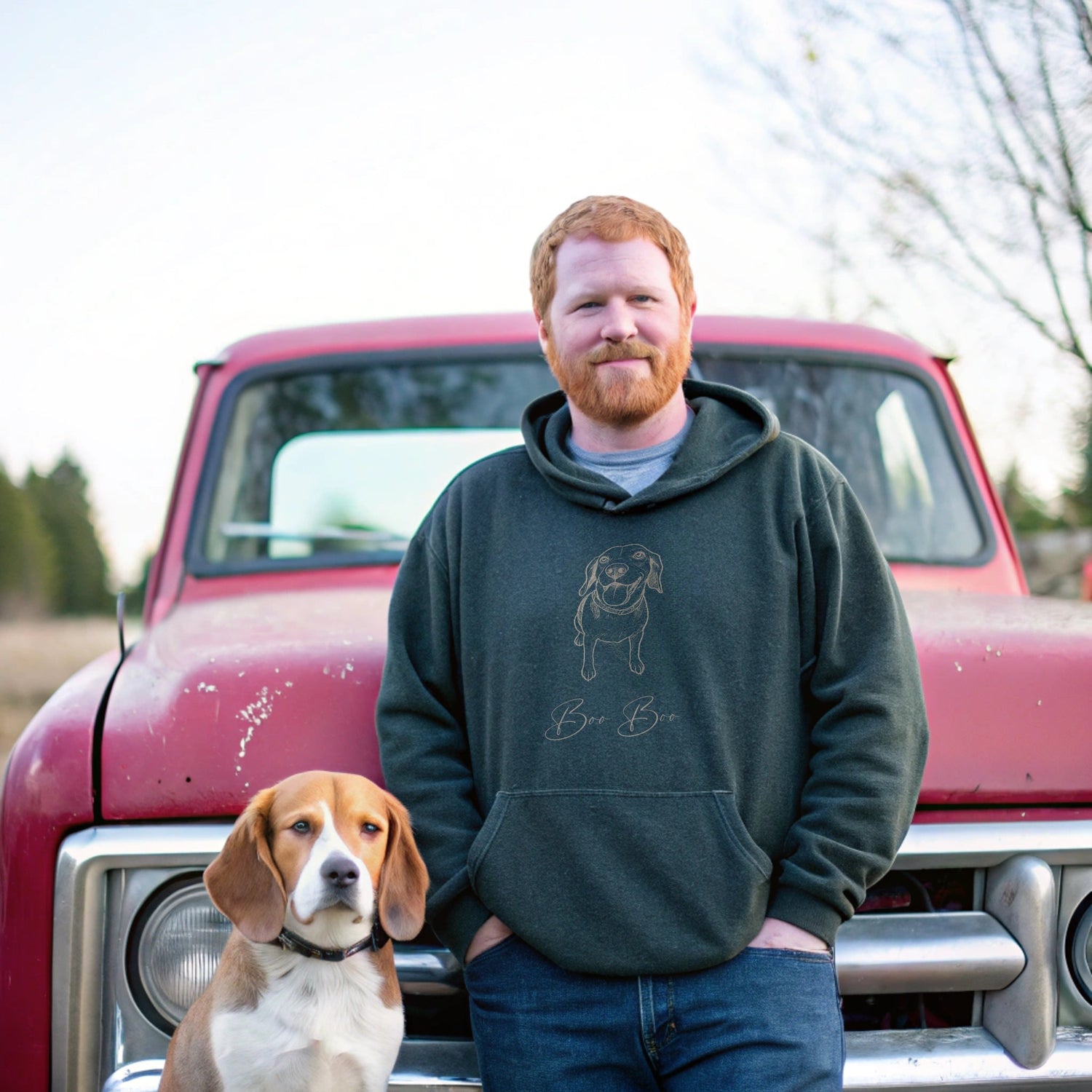 Personalized Hoodie | Modern Sketch Portrait with Your Dog's Photo & Name_Doggo Mojo_Hoodies_1